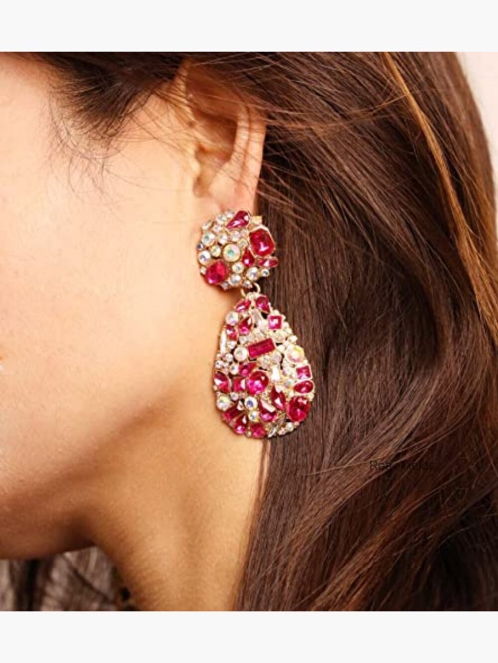 Drop & Dangle Teardrop Rhinestone Statement Earrings - Picture 2 of 6